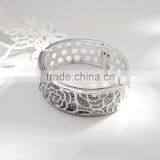 925 Solid Silver White Flower Bangle Infinity Bangles Bracelet B0802 thumbnail-2