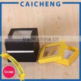 Square Black Cardboard Jewelry Box With Clear Window