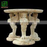 Yellow Travertine Outdoor Table With Cherub thumbnail-1