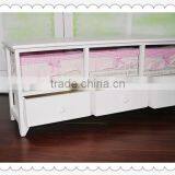 Antique White Wooden Cabinet With Willow Drawers for Home Decoration thumbnail-1