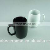 White and Black Colored Glazed Ceramic Beer Mug 7 oz Cheap Price Wholesale thumbnail-2