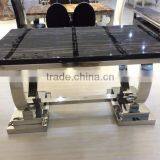 Black Glass Top Coffee Table Tea Table Set thumbnail-2