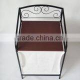 Metal and Woonden Non-Woven Fabrics Laundry Hamper With Canvas thumbnail-5