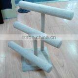 Three Layer Linen Bracelet Holder Wooden Jewelry Display Stand thumbnail-1