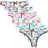 Flower Printing Underwear Breathable Cotton T-back Sexy Thong thumbnail-1