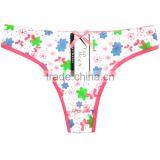 Flower Printing Underwear Breathable Cotton T-back Sexy Thong thumbnail-4