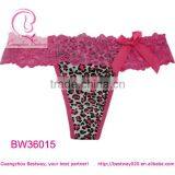 Fancy Pink Leopard Lace Waist Sexy Thong thumbnail-1