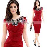 Maxnegio Hot Sale Women Fashion Bodycon Lace Embroidery Dress thumbnail-2