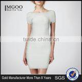 MGOO Wholesale 2015 Dress Manufacturer OEM Short Sleeves Women Work Dress Bandage Spandex Plaid Shinning Dress H265 thumbnail-4