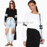 New China Supplier for 100%cotton Slim Cropped Women's Fit Custom Matching Stripe Baseball Jersry Hoodies thumbnail-1