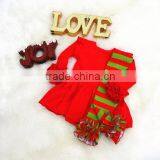 Wholesale Christmas Clothing Children Red Green Stripe Double Ruffle Leggings And Tops Girls Chrstmas Outfit thumbnail-1