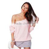 2017 New Fashion Style Women Sweater Full Sleeve Solid Sweater Off Shoulder Design Pullover Sweaters thumbnail-2