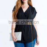 Relaxed V-neck Pleated Plus Size Chiffon Blouse/woman Top thumbnail-5