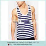 Custom Boys Beach Wear,high Quality Sports Singlet,navy Striped Tank Tops thumbnail-2