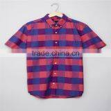 100% cotton latest design concise plaid short sleeve oem custom man shirt