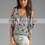 Chiffon Cold Shoulder Top thumbnail-1
