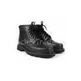 39 - 45 Size Black Leather Military Ankle Boots With Rubber Sole