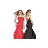 Evening Dresses, Crystal Beads are Sprinkled Over Draped Torso and Strapless Neckline