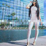 Amigo 2017 New Design Sexy Women Evening Wear Nude Sleeveless Halter Beaded XXX Long Bodycon Bandage Jumpsuit for Girls Party thumbnail-1