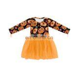 Hot Selling Item Fashion Tulle Orange Buffalo Pattern Dress Half Black Baby Girls Dress Dress for Baby Girl thumbnail-6