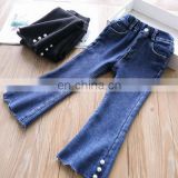 Two-color pearl trousers slightly spicy all-in-one velvet jeans girls pants kids