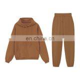 Women Causal Plain Loose 2 Pieces Drawstring Jogger Sweatpants Crop Thick Fleece Hoodie Two Piece Set thumbnail-7