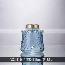 Top Quality Promotional Custom Blue Transparent Glass Vase Restaurant Home Decor Luxury Decoration thumbnail-5