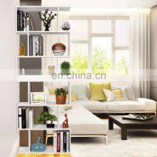 Wood Bookcase 6 Tier Shelves S Shape Bookshelf Free Standing Shelving Storage Display thumbnail-4