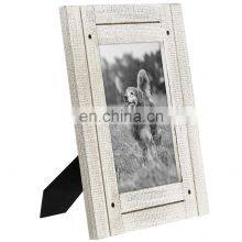 4x6 Aspen White Distressed Wood Frame Made to Display 4x6 Photos Ready to Hang Ready to Stand Built-in Easel Picture Frame