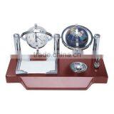 Globe Clock Wooden Stand Clock Office Decoration Wooden Desk Clock thumbnail-1