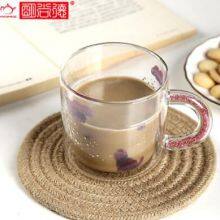 Custom Glass Coffee Mug 350ml Water Glasses 12oz Double Wall Borosilicate Glass Cup Wholesale Birthday Gift Mug thumbnail-4