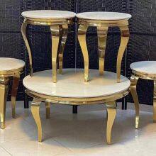 Stainless Steel Glass Luxury Gold Coffee Table Set of 5 Living Room Furniture Coffee Table thumbnail-3