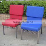 Modern Red Fabric Steel Pew Church Chair thumbnail-2