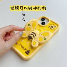 Cartoon Creative Bee Stand Phone Case for Phone 16 15 14 13 12 X XR XS Pro Max Fall Proof Soft Silicone Shockproof Cover thumbnail-5