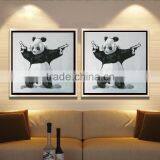 Hand Painted Canvas Decoration Framed Wall Art Gunners Panda Oil Painting YB-35 thumbnail-4