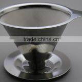 stainless steel pour over coffee maker,filter cone and holder