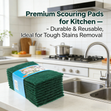 Factory Durable Nylon Green Sponge Scouring Pad Rectangle Non-Woven Abrasive Cleaning Scouring Pad thumbnail-2