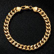 Gold Color Cuban Chain Bracelets for Men,6/8/10/12MM Stainless Steel Chain Link Wristband,Casual Hip Hop Male Jewelry Gift thumbnail-4