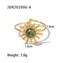 Vintage Gold Plated Stone Rings Set for Women Boho Adjustable Gemstone Stackable Rings Stainless Steel Fashion Jewelry thumbnail-2