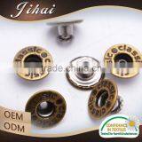 China Textile Jacket Garments Metal Zinc Shank Gold Denim Jeans Buttons