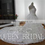 Real Works China Custom Made Luxury Crystals Cathedral/Royal Train Wedding Dresses thumbnail-3