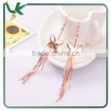 China Wholesale St. Valentine's Day Gift Shinny Gold Non Pierced Butterfly Earring With Long Tassel thumbnail-2