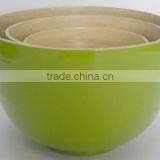 Best selling Eco friendly green round spun bamboo salad bowl from vietnam