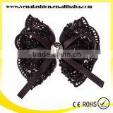 Small Beads Bow Korean Ribbon Hair Clip, Grosgrain Ribbon Hair Clip thumbnail-6