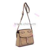 Vintage Personalized Contrast Color With Metal Ornament Front Design Leather Shoulder Messenger Bag thumbnail-2