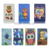 Cute night owls printing PU leather case, Folio flip stand case for Samsung T110