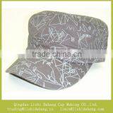 Cotton Twill Printed Army Hat, Scrawl Flat Top Cap Military Hat thumbnail-1