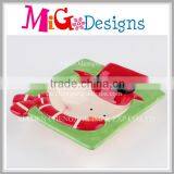 Antique Snowman Emboss Ceramic Plain Plate OEM