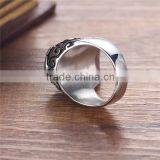 Gold Silver Engraved Vintage Gothic Surgical Stainless Steel Skull Ring for Man thumbnail-5