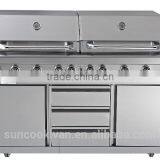 High End Stainless Steel Twin Hood Bbq Gas Grill thumbnail-1